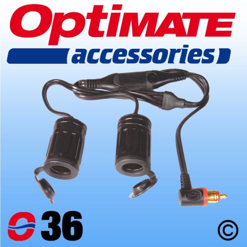 OptiMate Y-Splitter - 90° DIN Plug to 2 x Cig Socket